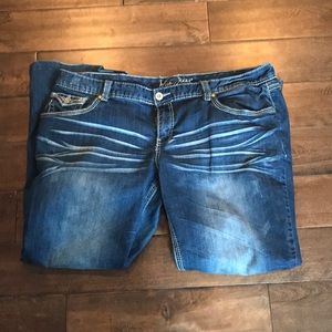 Embellished pocket flared jeans